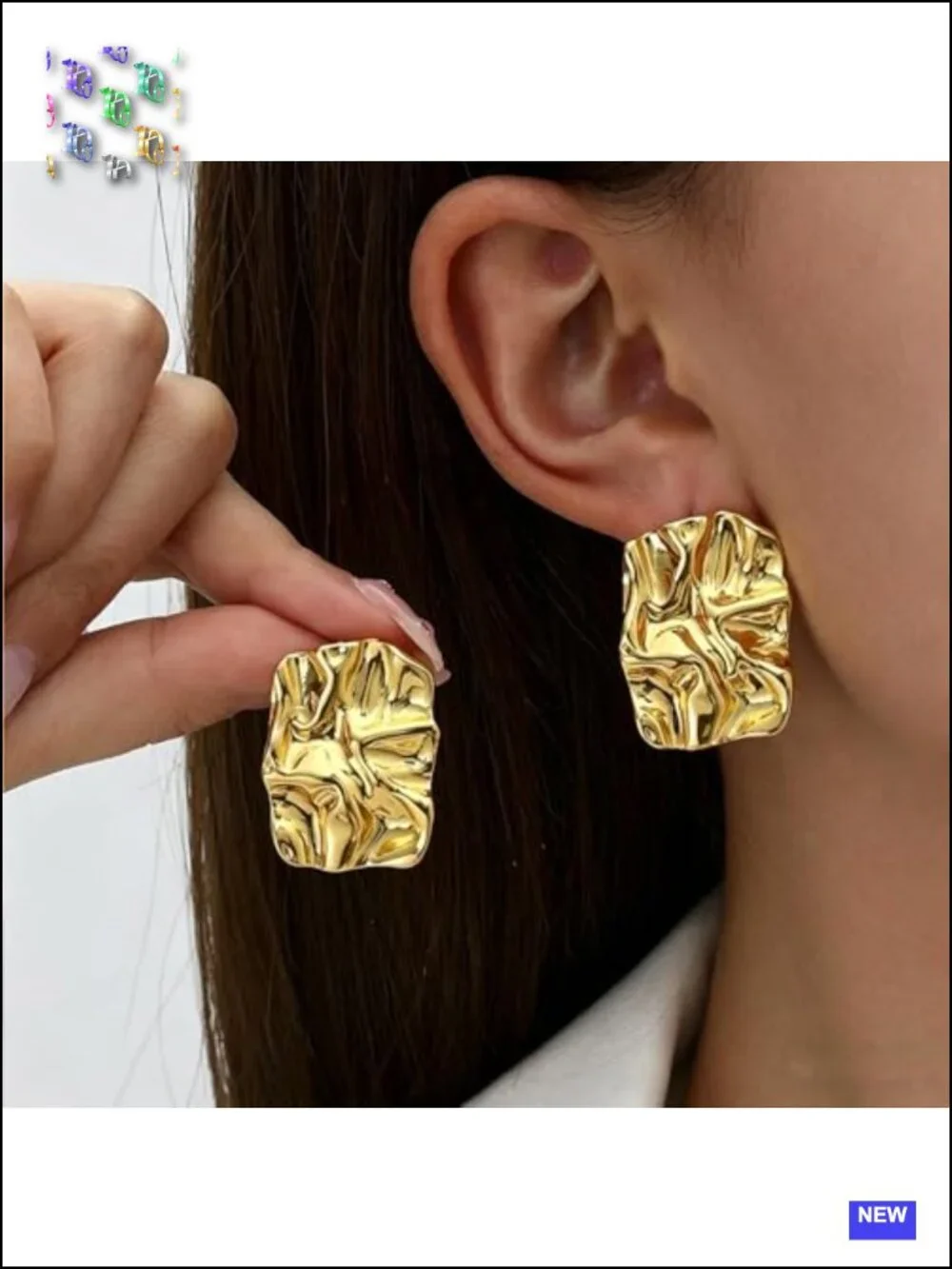 Hammered Geometric Rectangle Stud Earrings for Women - Trendy Statement Jewelry
